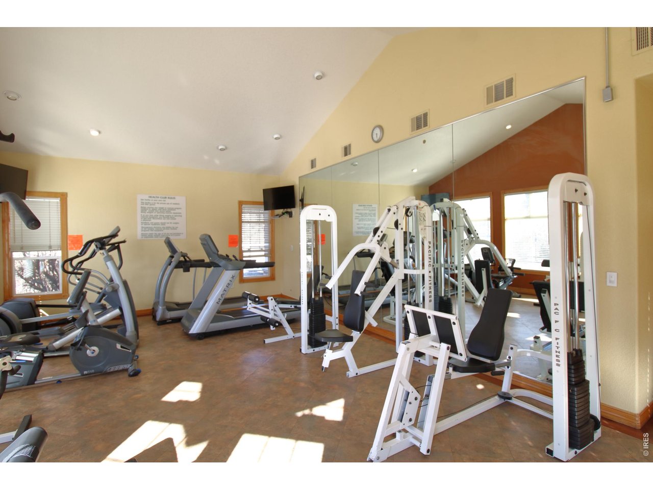 Good sized workout room, weight machines and free weights.