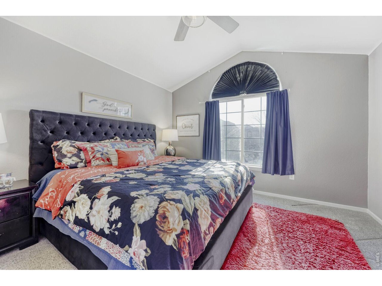 Big bedroom with space for king size bed & dressers, walk-in closet.