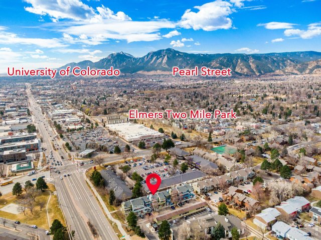 Property Photo 30 Just 3 to 4 blocks to Pearl Street Mall, Parkside Park & Pleasant View Fields Sports Complex & Boulder's iconic destinations - moments to public transportation, shopping, dining, parks, recreation, a well-connected setting.