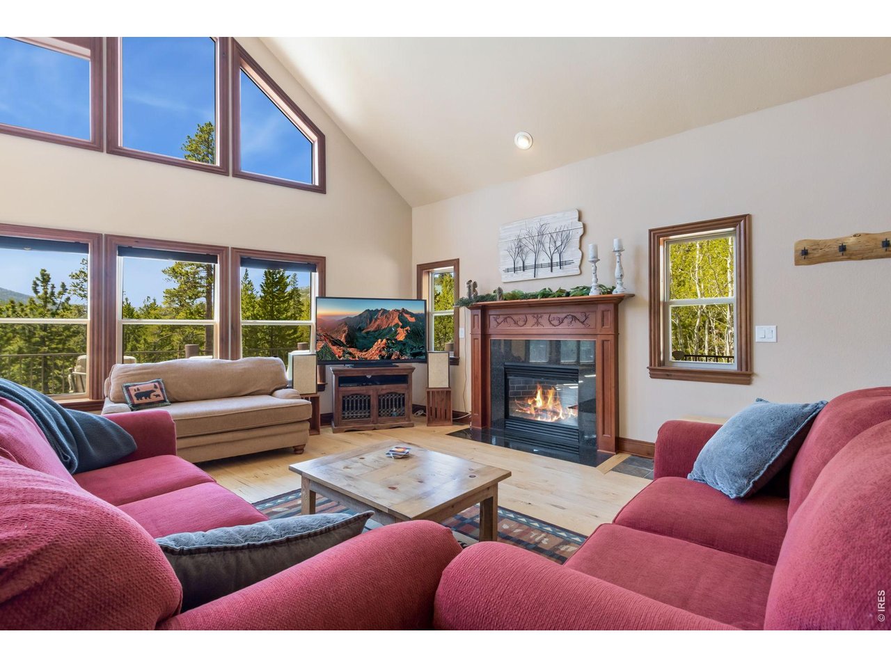 Cozy gas fireplace and comfy seating