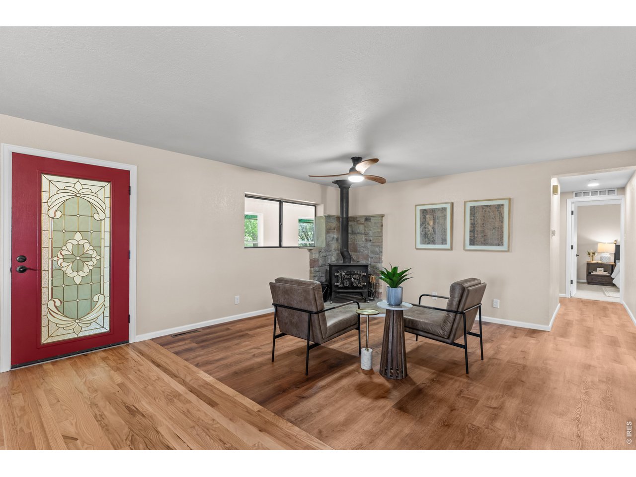 Family Room with Wood burning stove