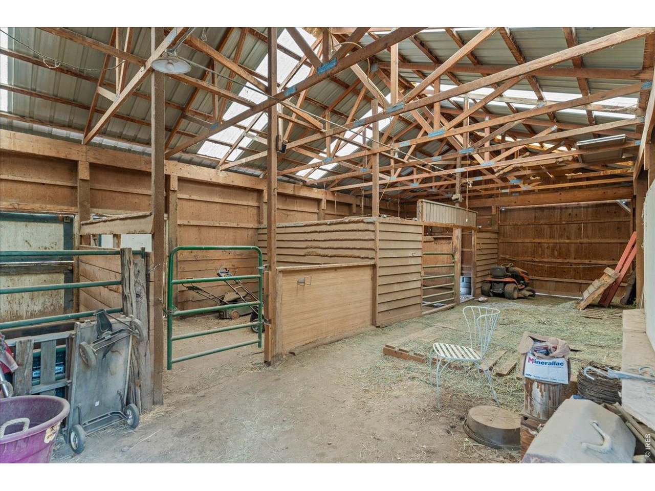 4 Stall Barn - 2 Stalls pictured with hay storage