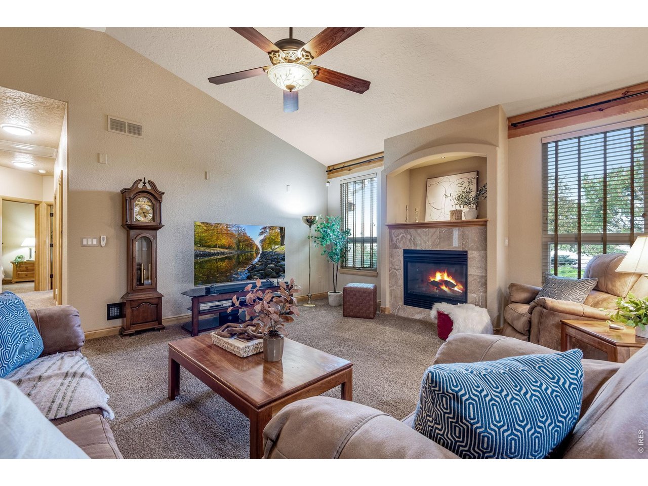 Main Level Great Room and fireplace. 
