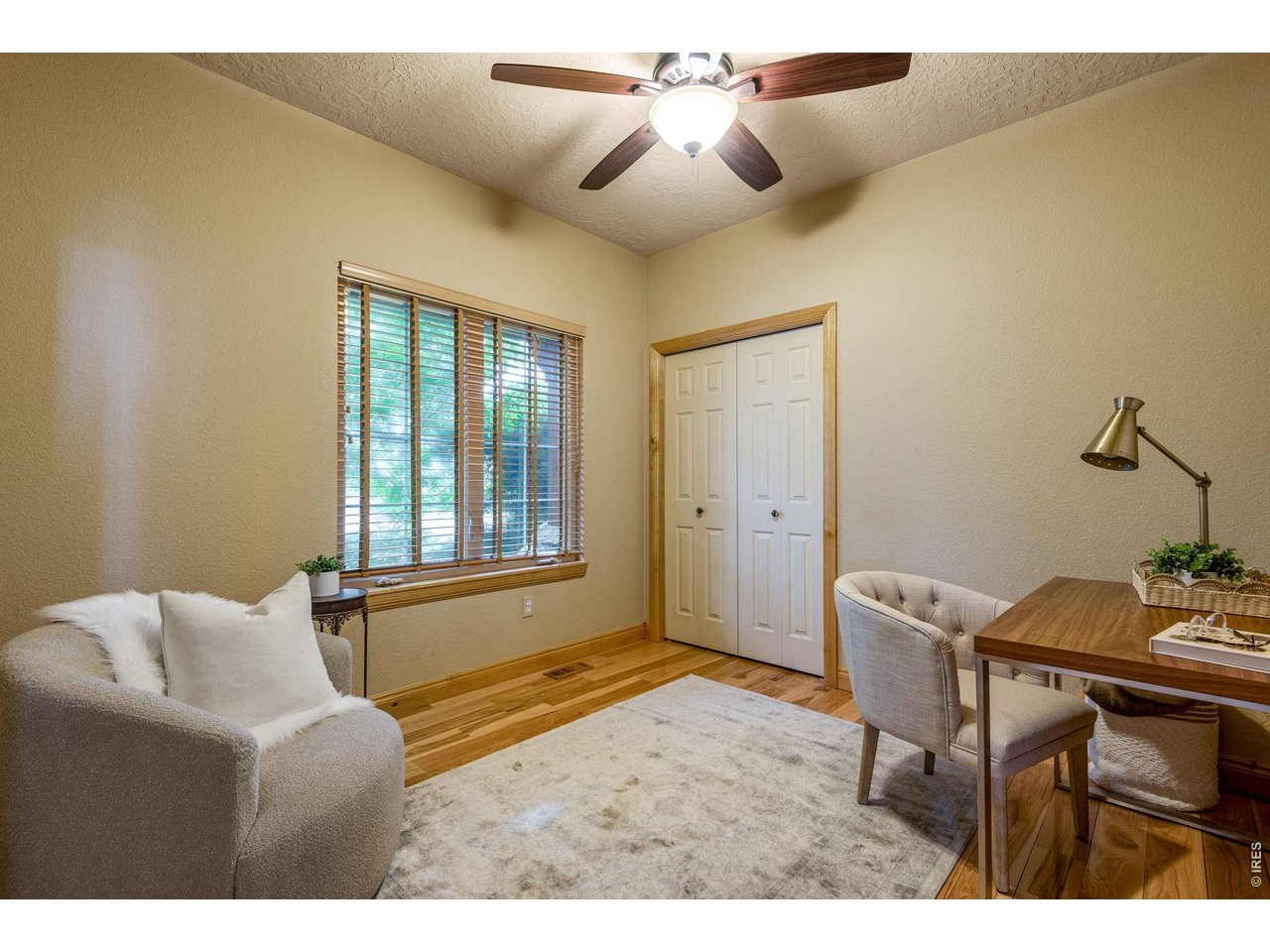Spacious Secondary Bedroom or great office - solid hickory floors.