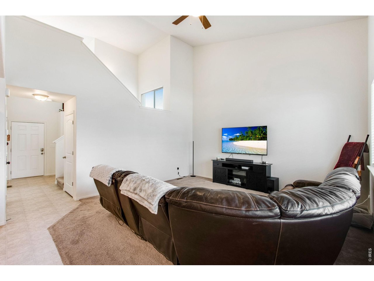 Vaulted ceiling in living room