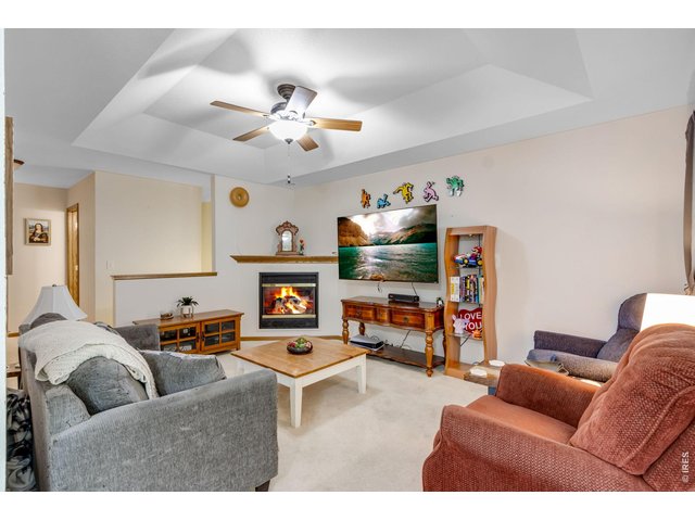 Property Photo 2 Family room has recessed ceiling and gas fireplace