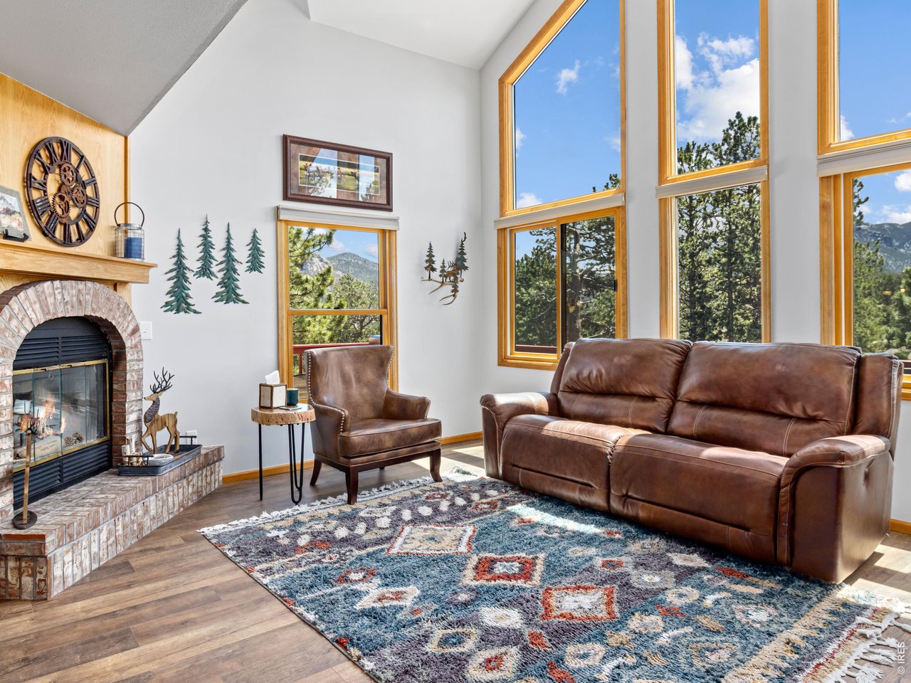 cozy wood burning fireplace 