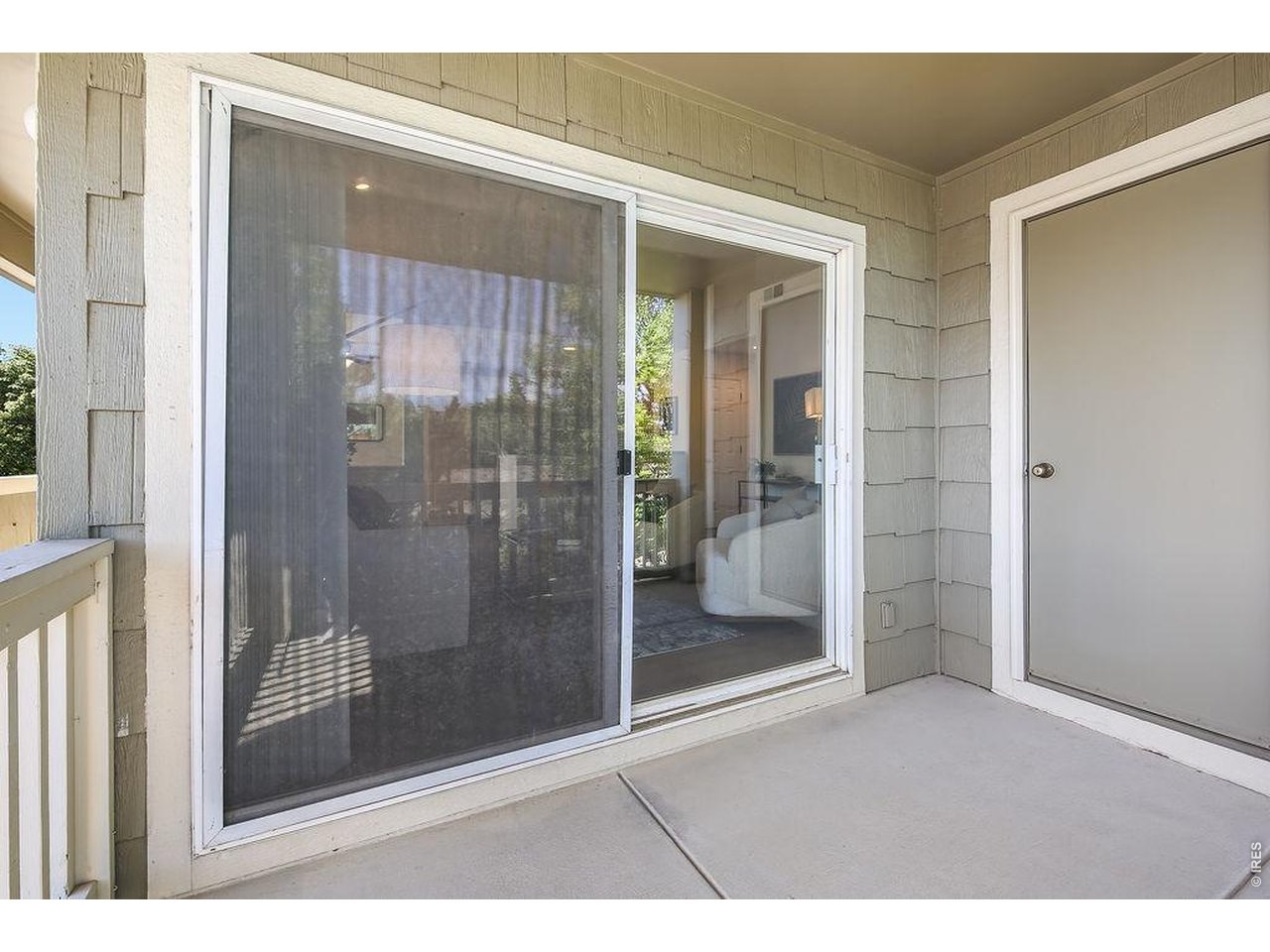 Patio with an outside storage closet