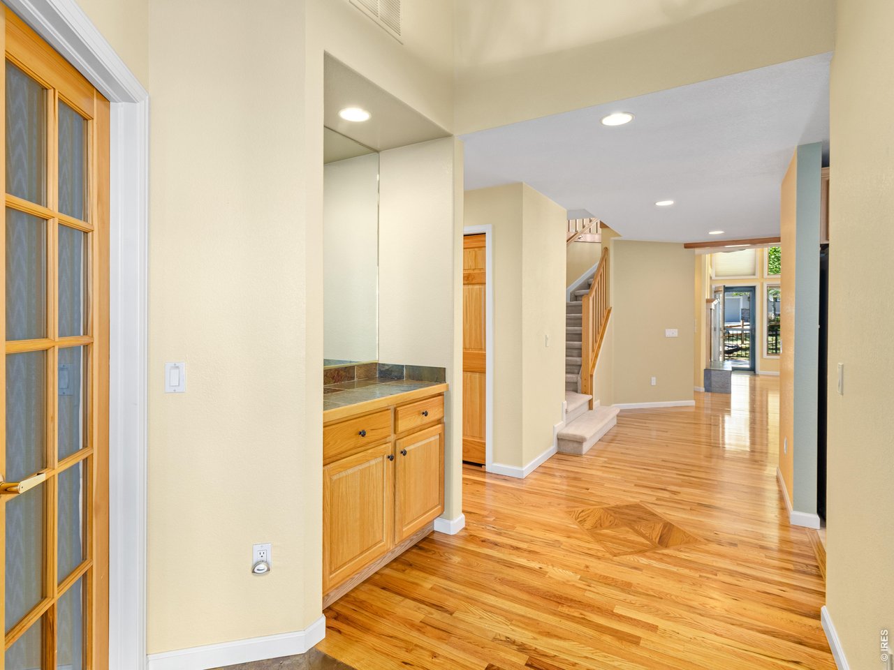 Hardwood flooring, from the entryway