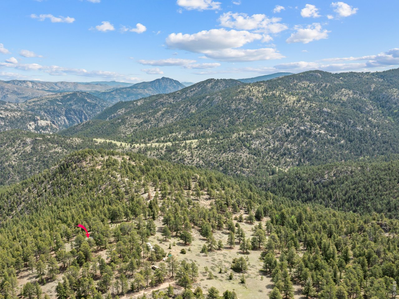 Looking North. Yurt at red arrow