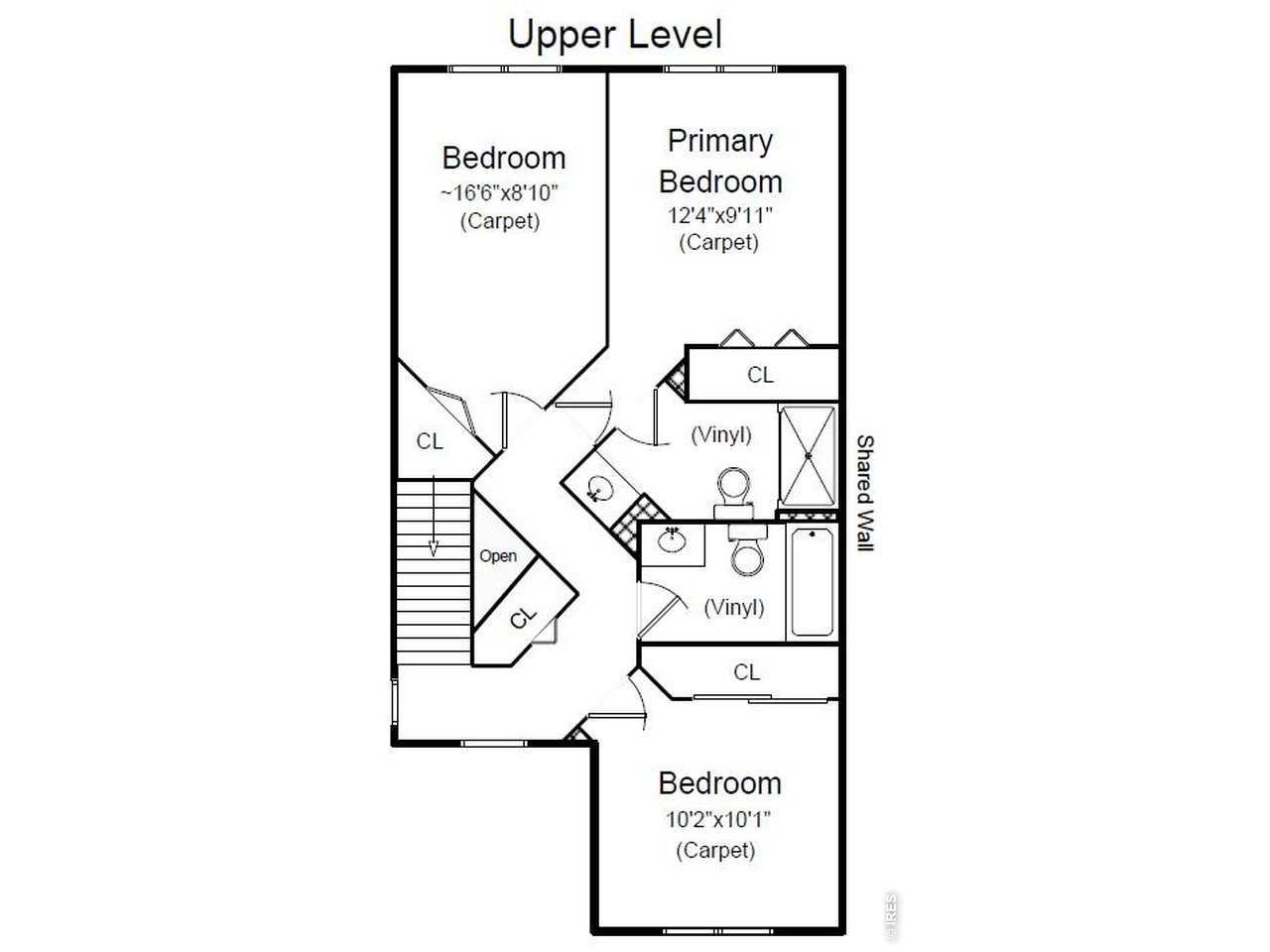 Upper level floor plan
