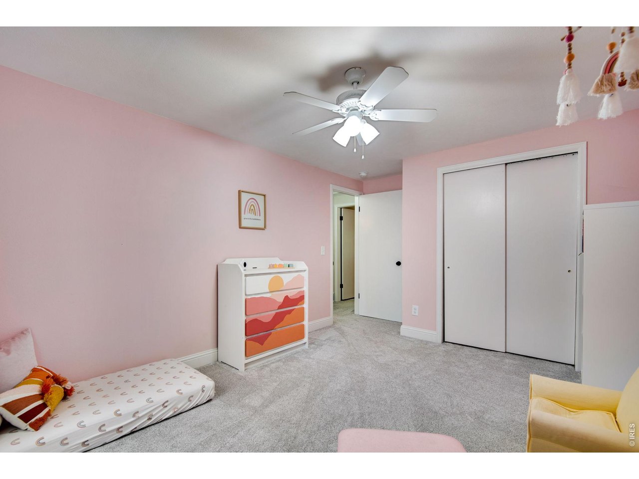 Bed 2 of 3 up features a ceiling fan