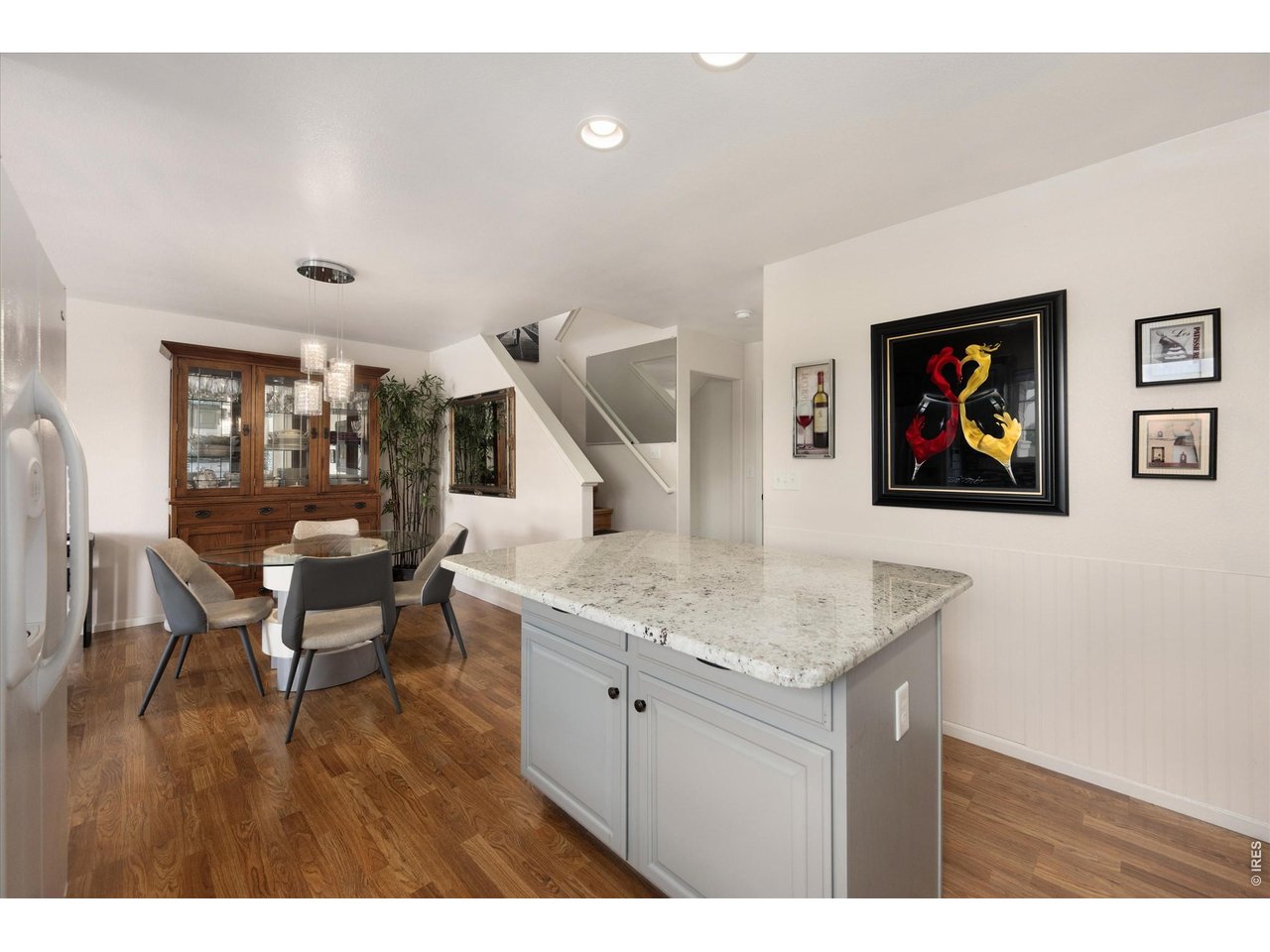 Large Quartz Island with Under Cabinetry 