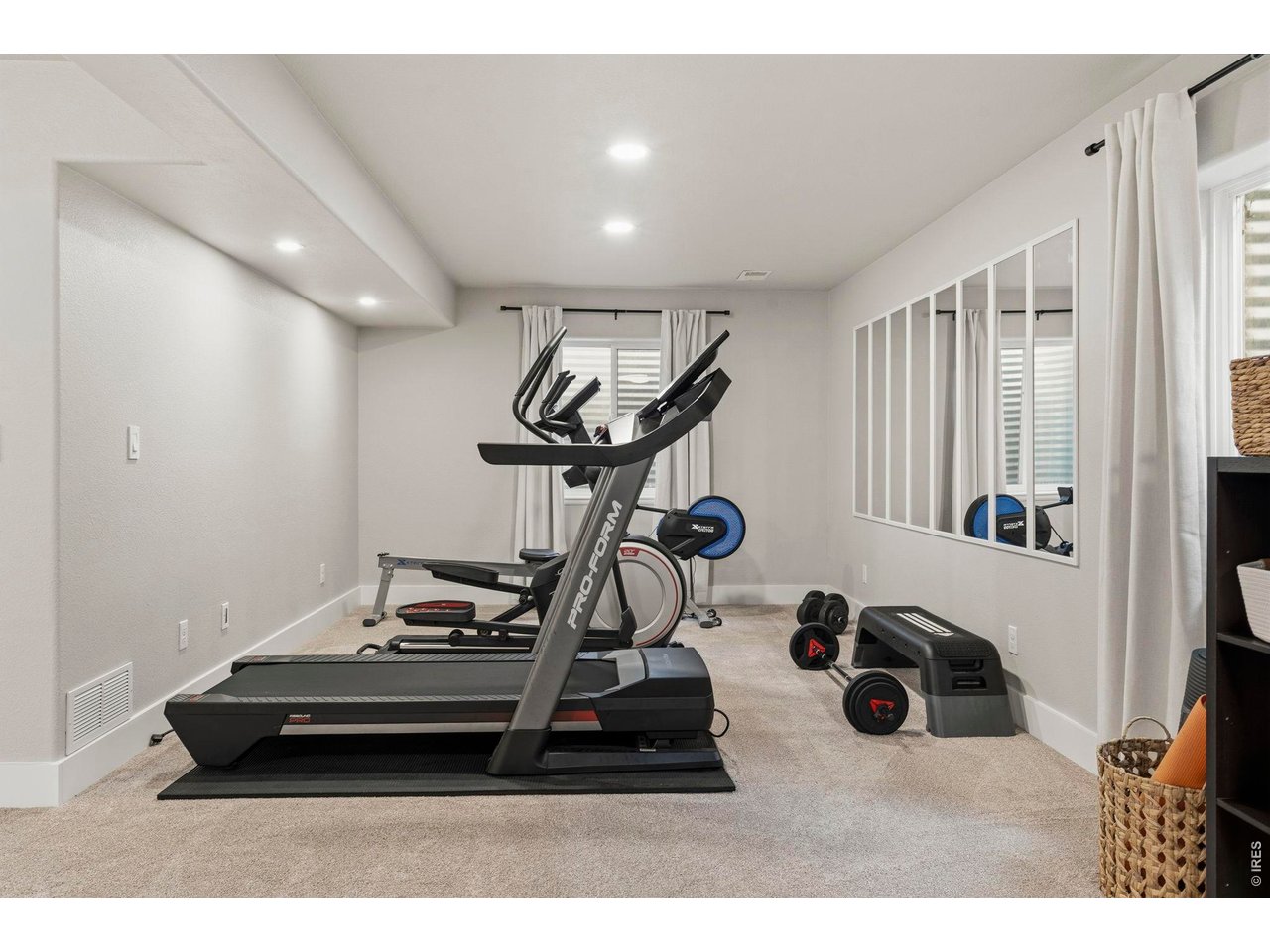 Treadmill, Elliptical and Rower stay with the home.