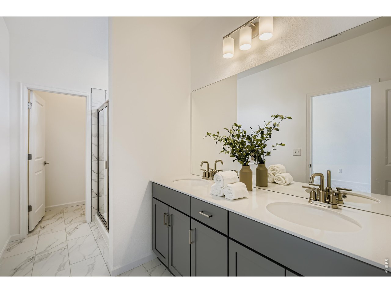 Dual vanities in the primary bathroom