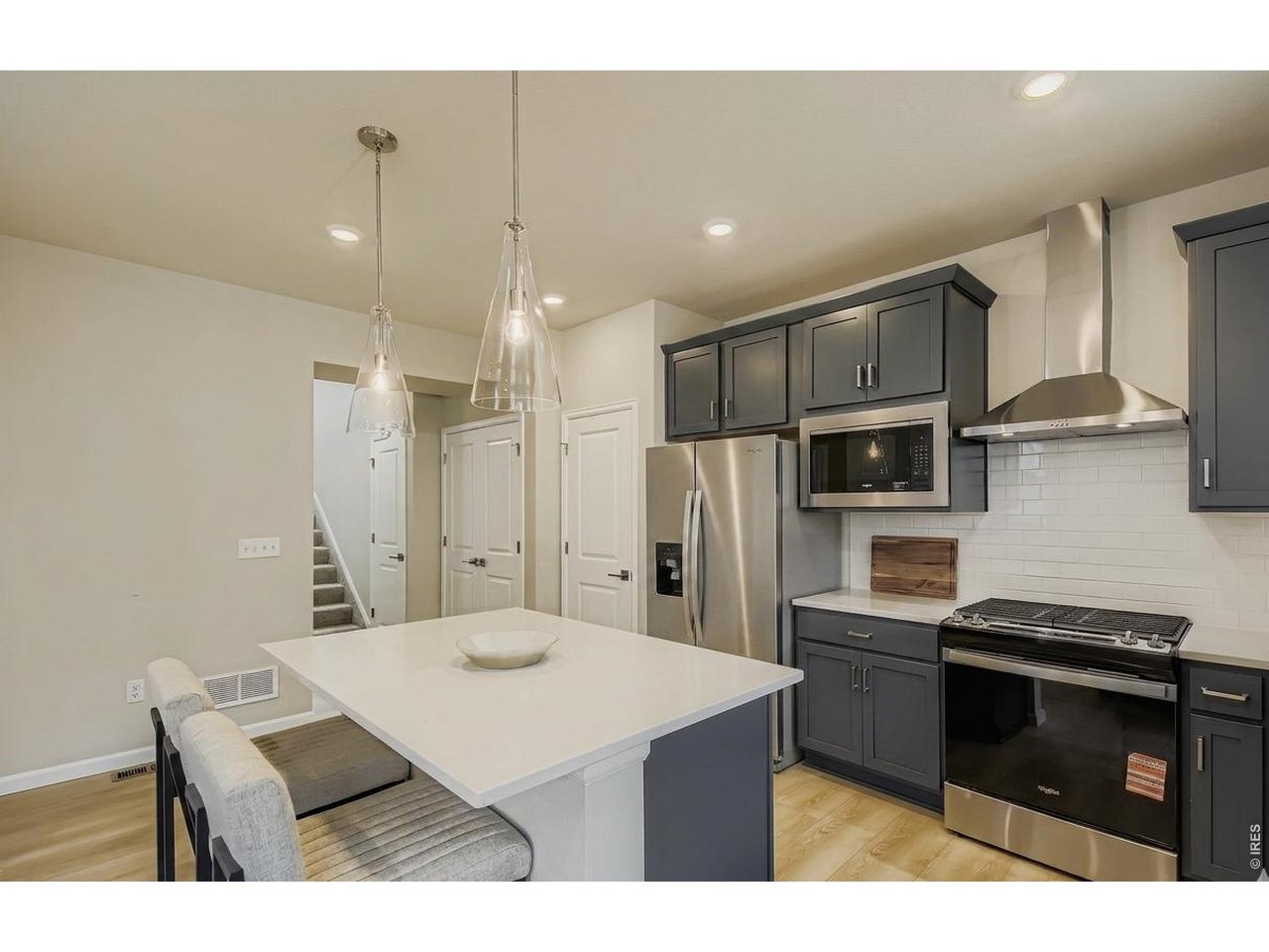 Sleek counter and modern finishes