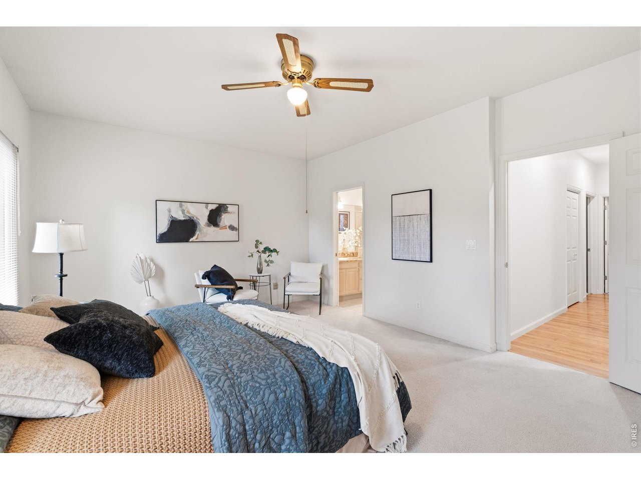 Spacious main level primary bedroom. 