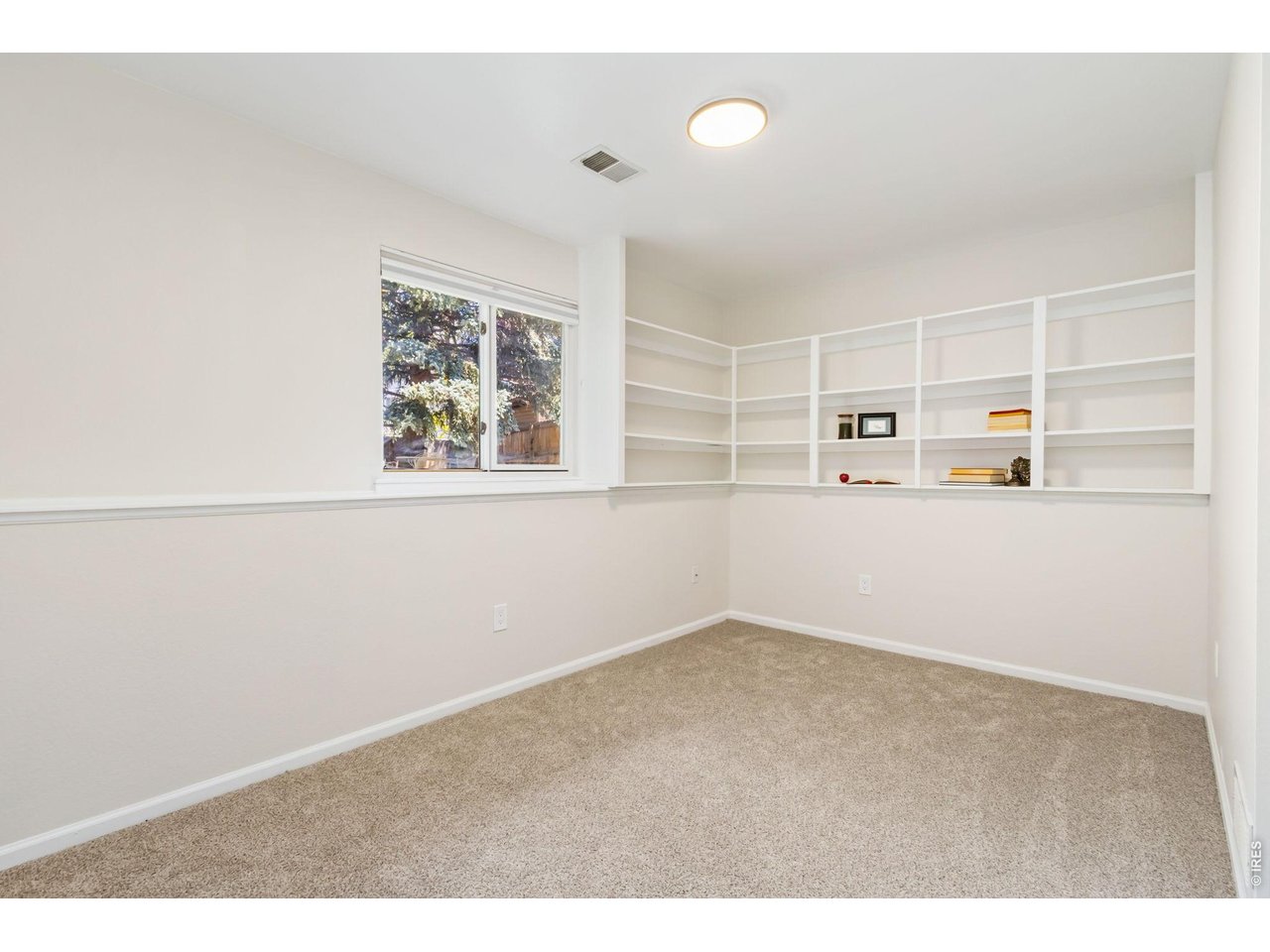 Property Photo 17 Downstairs living space with custom built-ins that provide both character and practical storage solutions.