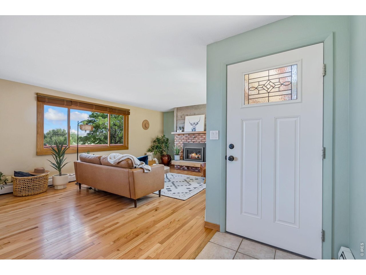 Bright living room with new hardwood floors!