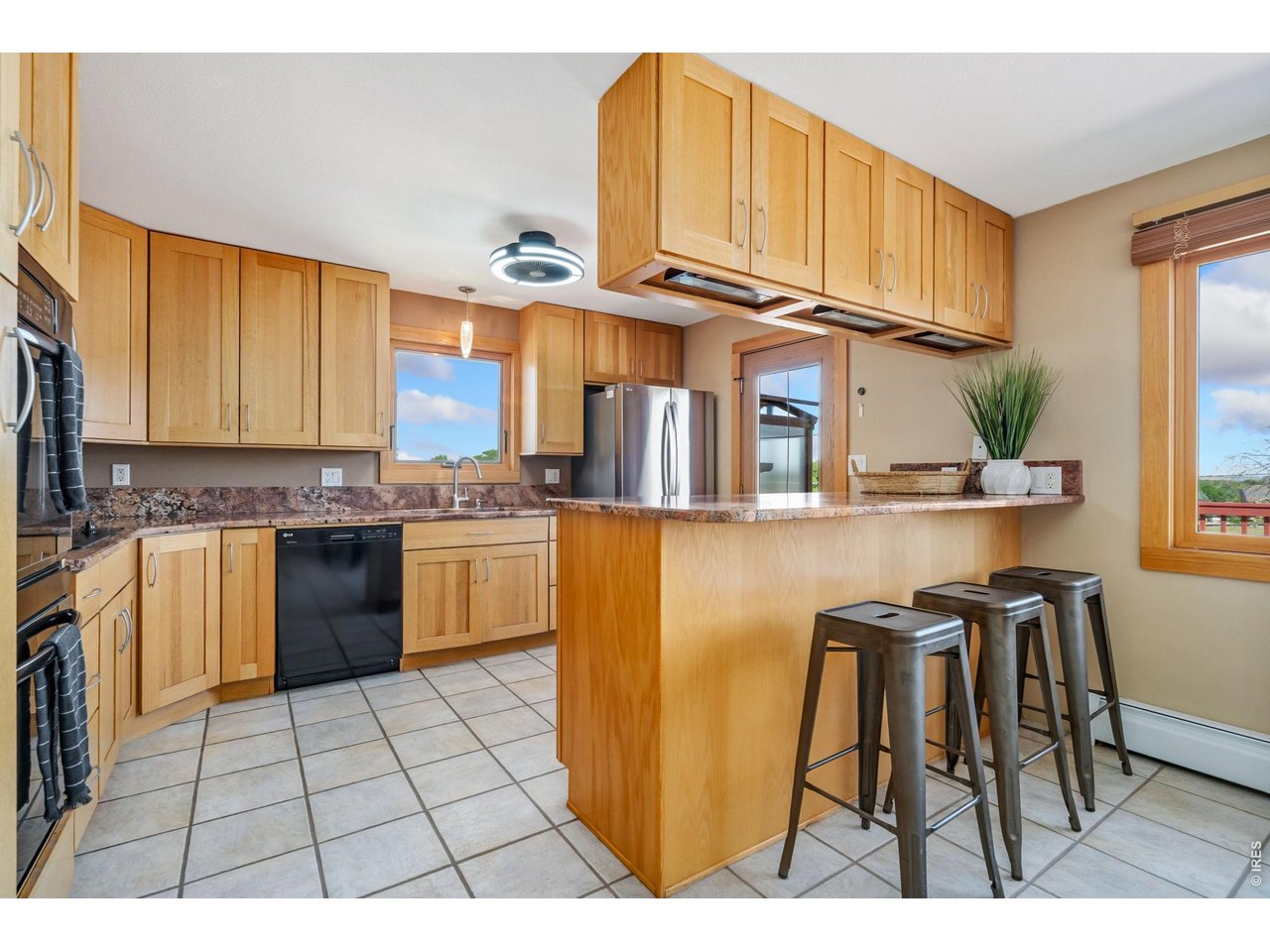 Ample kitchen cabinet storage.