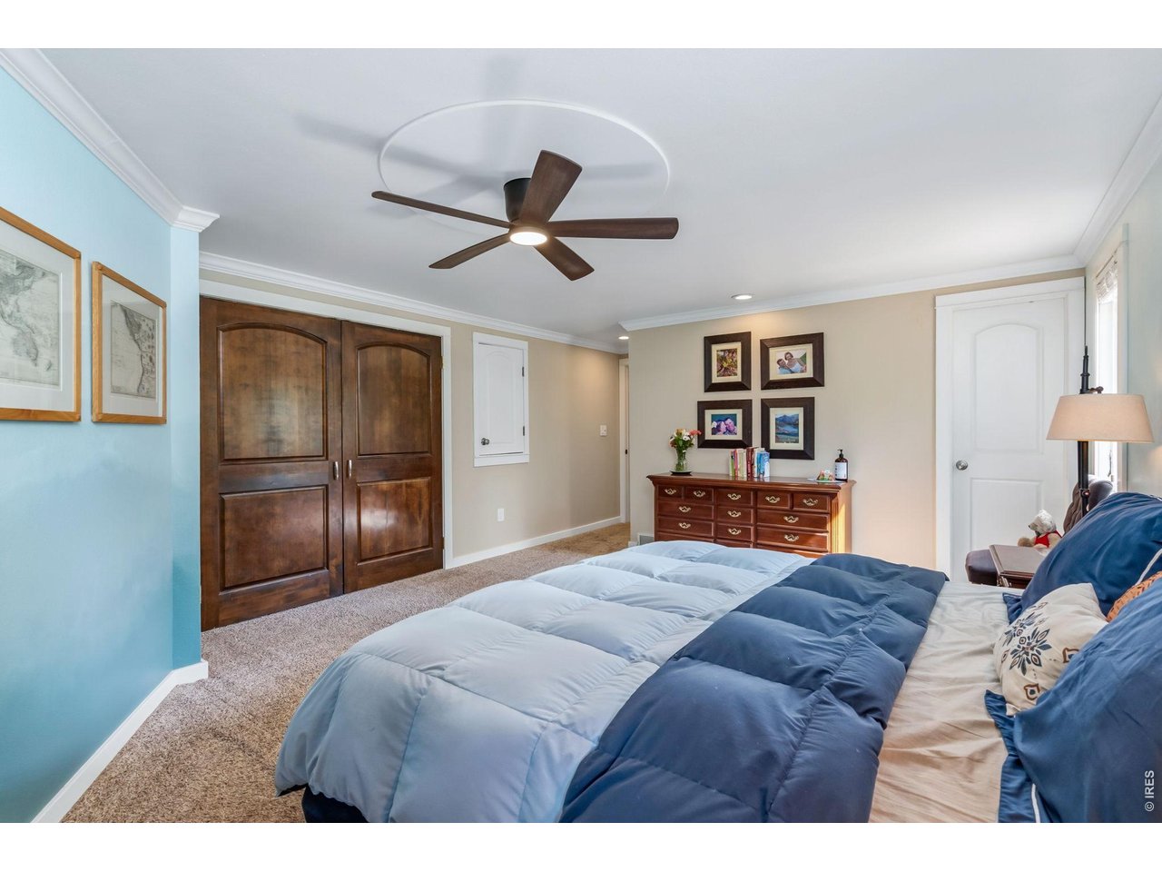 Primary bedroom, 2 closets, ample space Spacious primary bedroom featuring two closets and plenty of room for furnishings.