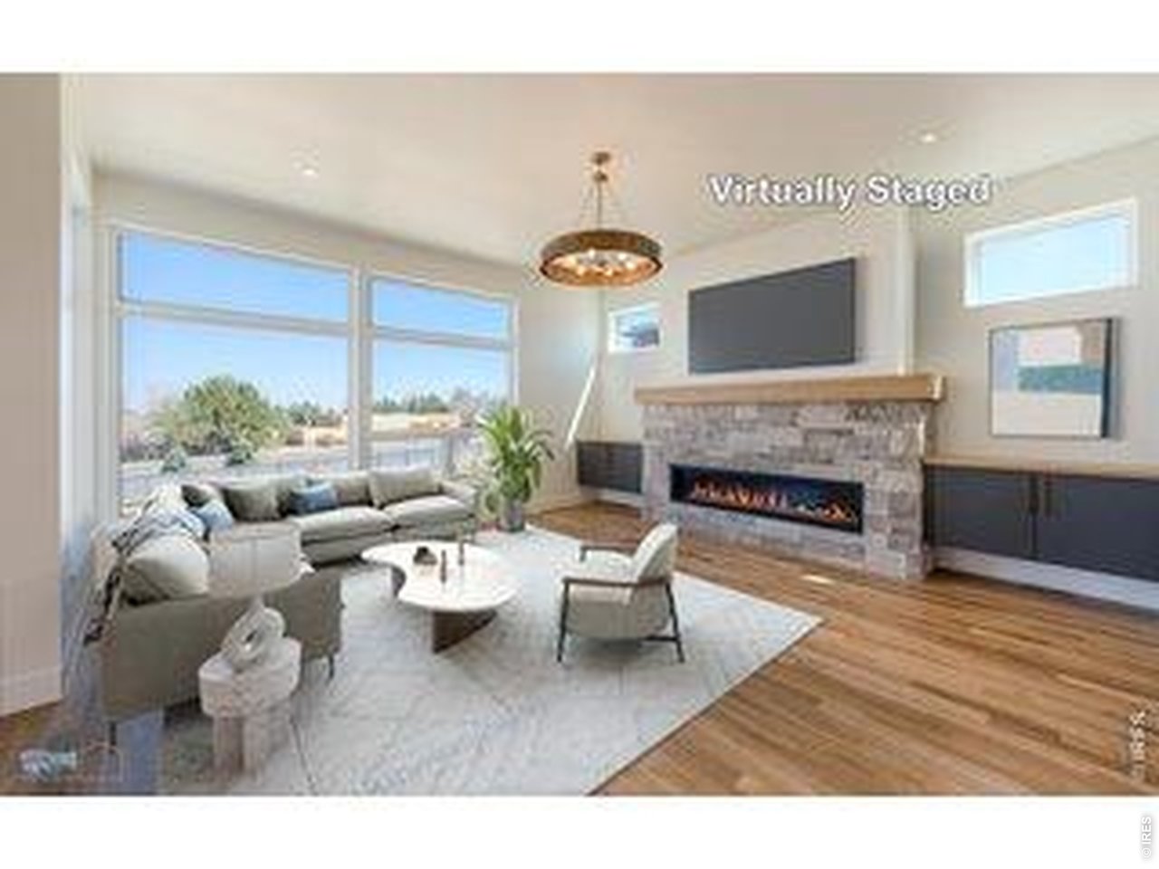 Living Room Features White Oak Wood Floors & 6' Linear Fireplace: Example Of Living Room From Previous House In Trail Ridge West