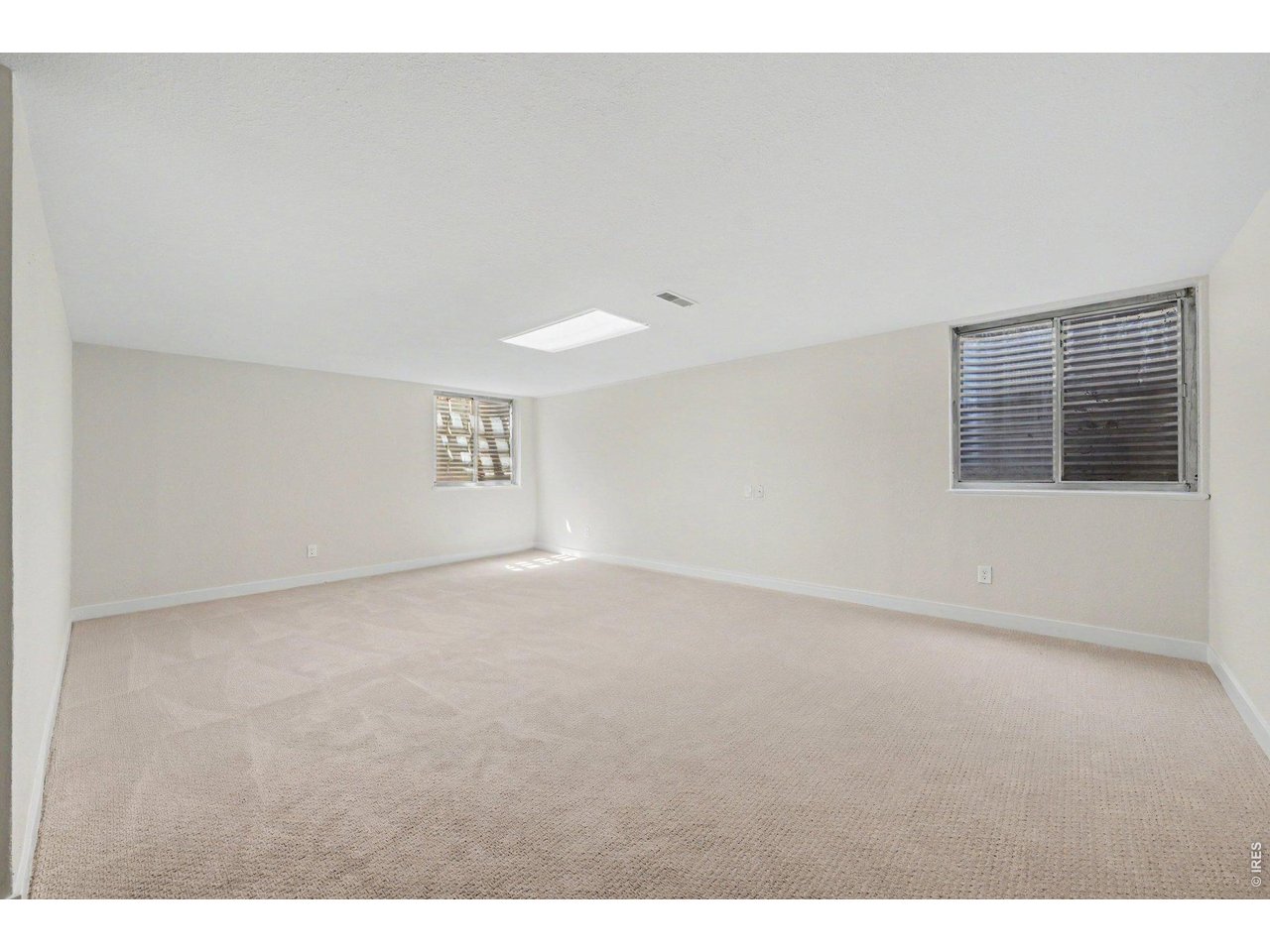 Property Photo 26 Expansive, freshly carpeted basement rec room or additional living space, offering excellent layout flexibility and natural lighting via window wells.