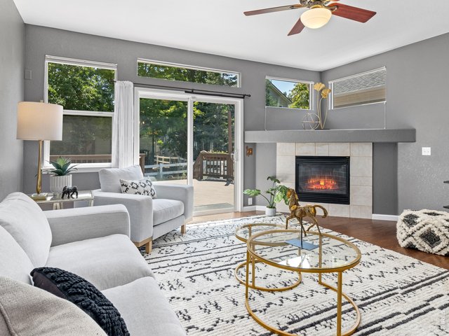 Property Photo 1 Spacious Living Area with Gas Fireplace