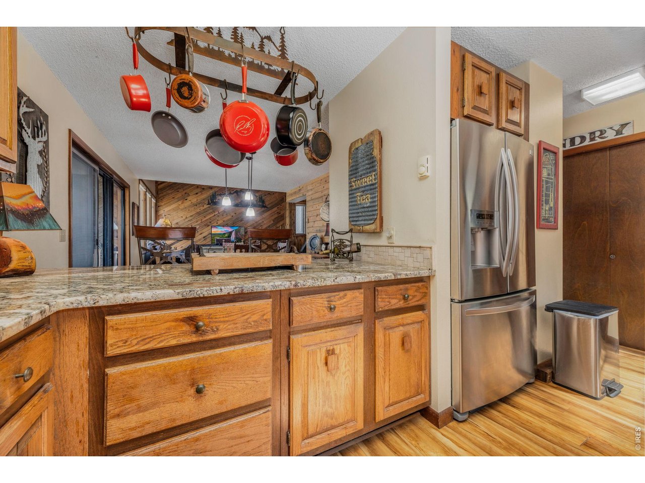 Open to dining area and living room