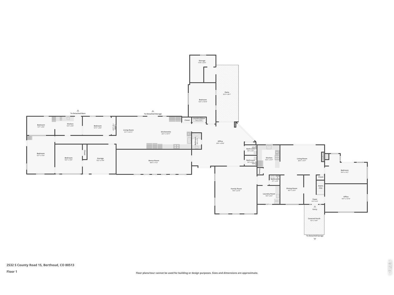 Property Photo 45 Starting on the right side, main house with attached secondary unit in the middle area and to the left side of the floorplan