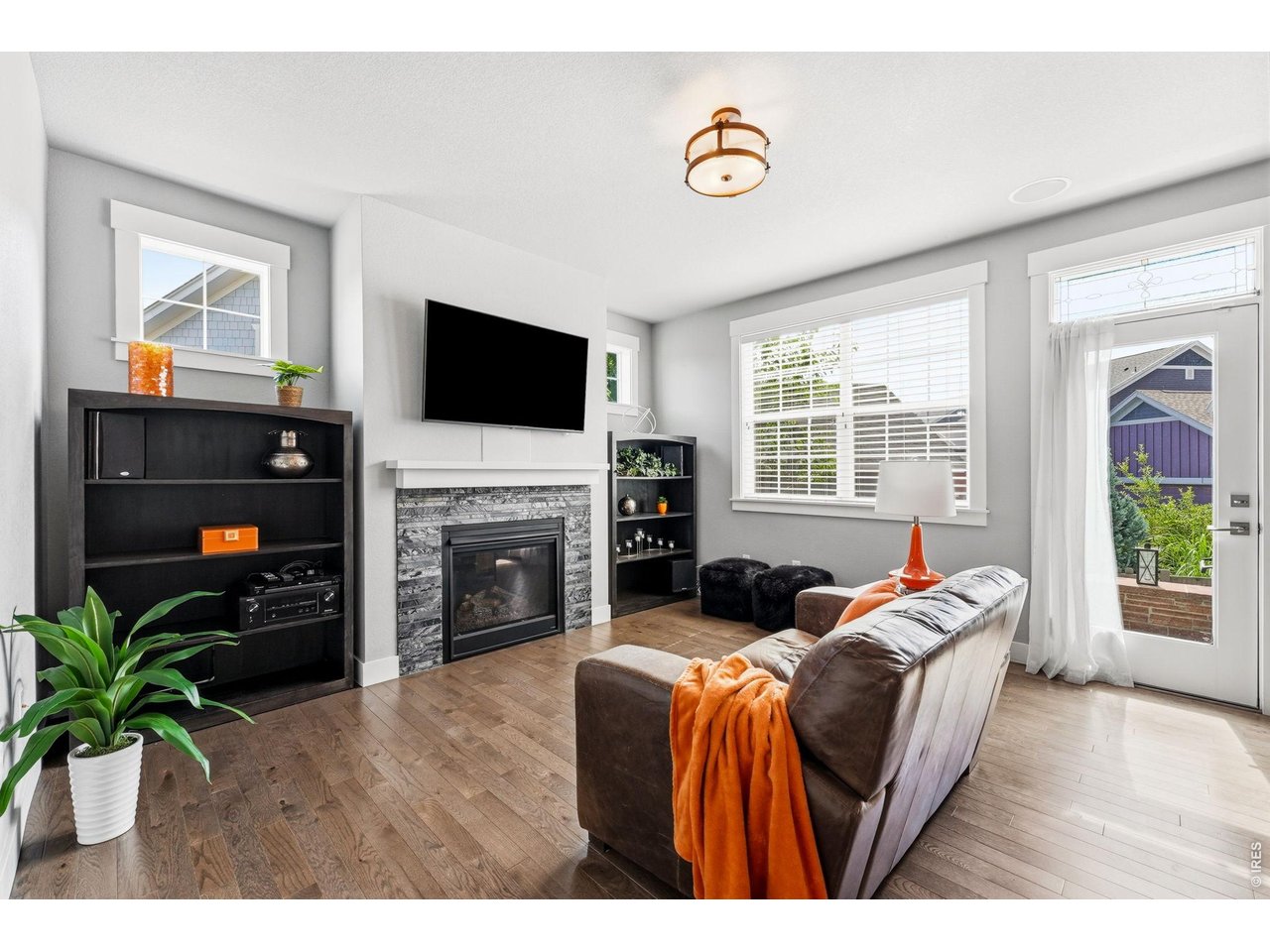 Inviting family room with a cozy gas fireplace