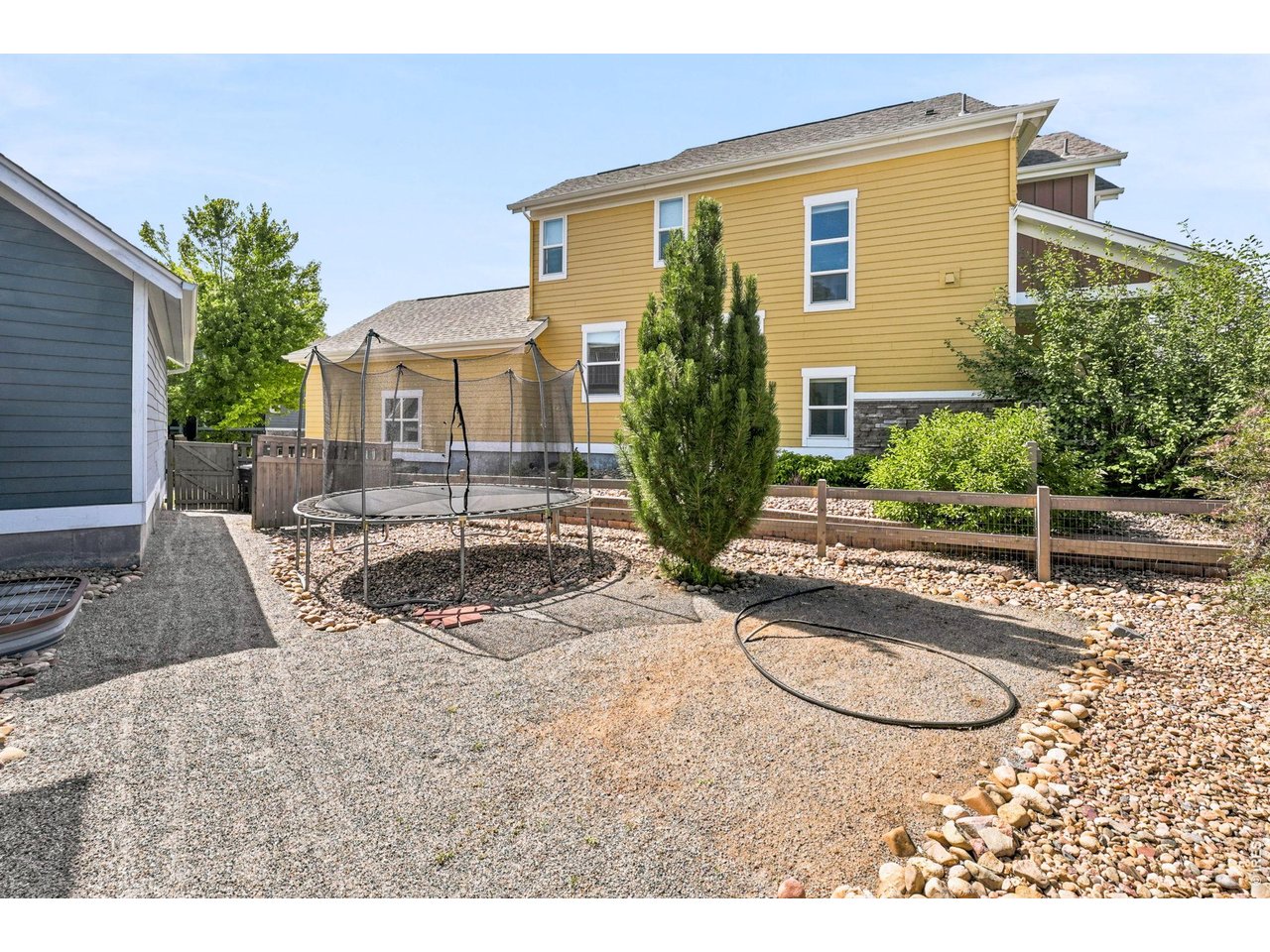 Side yard with irrigation for gardens