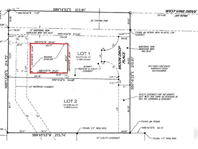 Property Photo 33 Plat map with building envelope highlighted in red.