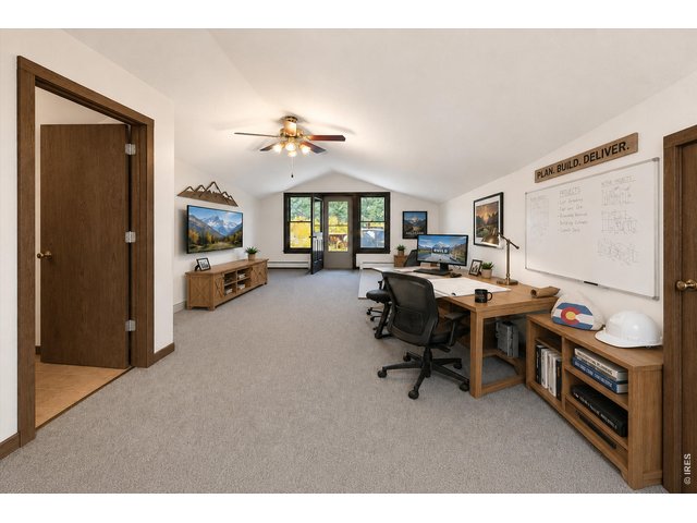 Property Photo 30 Upstairs loft virtually staged as a home office with exterior entry and half bath along with 2 huge closets
