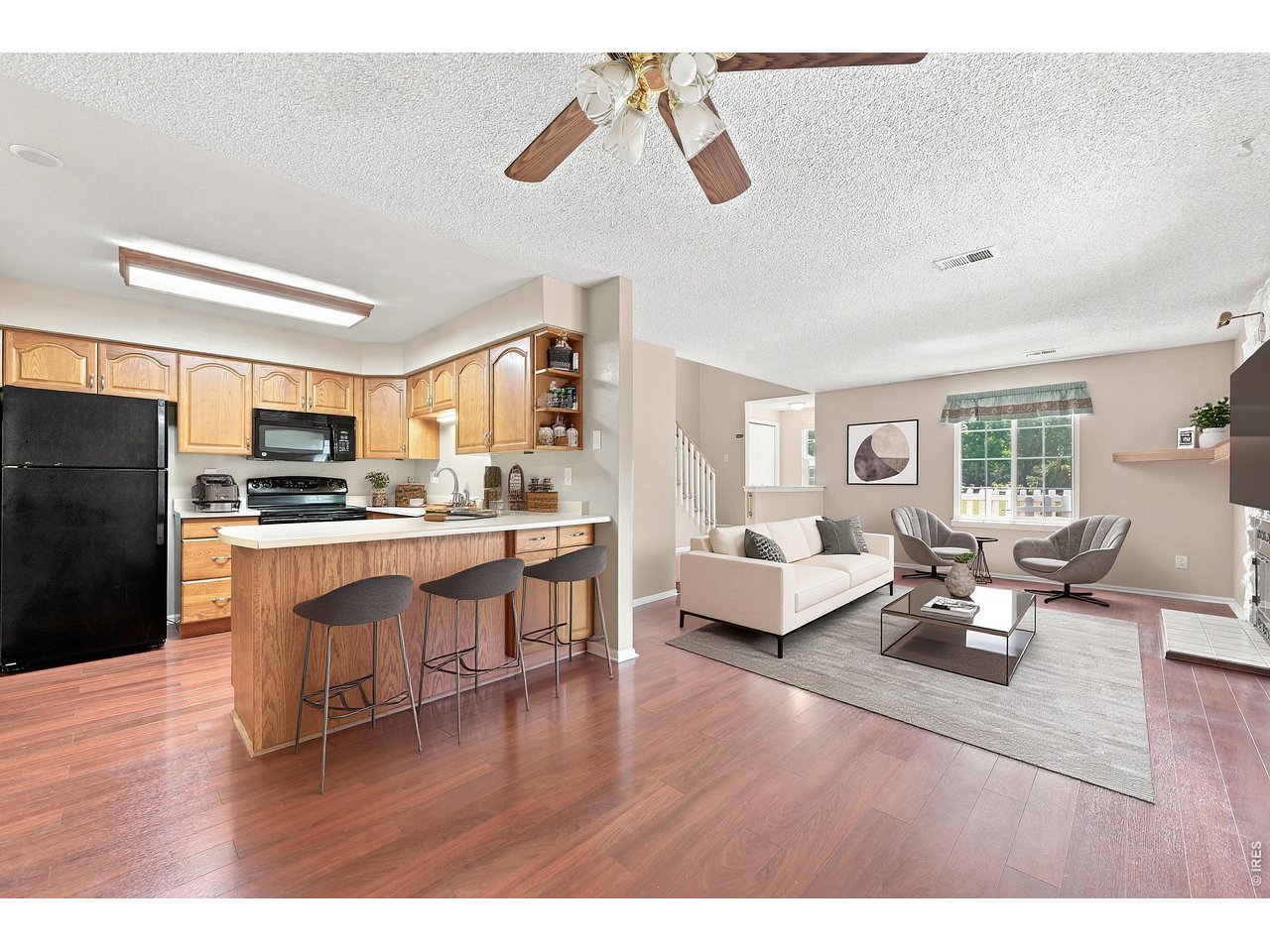 Property Photo 10 Virtually Staged Kitchen & Living Room