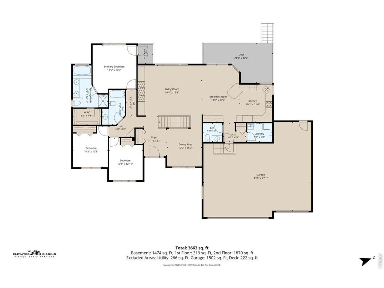 Property Photo 44 Floorplan of the Main Level, Deck and Attached Garage