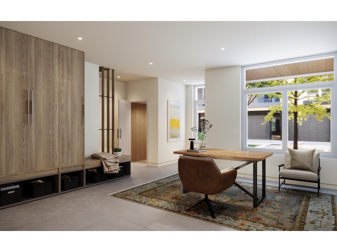 Property Photo 10 Flex-space Level - optional additional storage - large format porcelain tiles, 9FT ceiling, Private Elevator! Large triple gaze Alupast windows! Smooth wall texture, the perfect in home office space or studio. *This is a render, not the actual build.