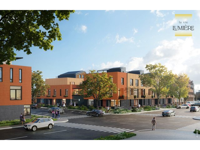 Property Photo 12 Exterior Community Rendering! Oak & Mathews, right across the street from award winning L'Avenir! Elegant, Sustainable, European Living! Estimated delivery 1-2027, La Vie Lumiere is designed for both LEED Platinum and Net zero energy ready