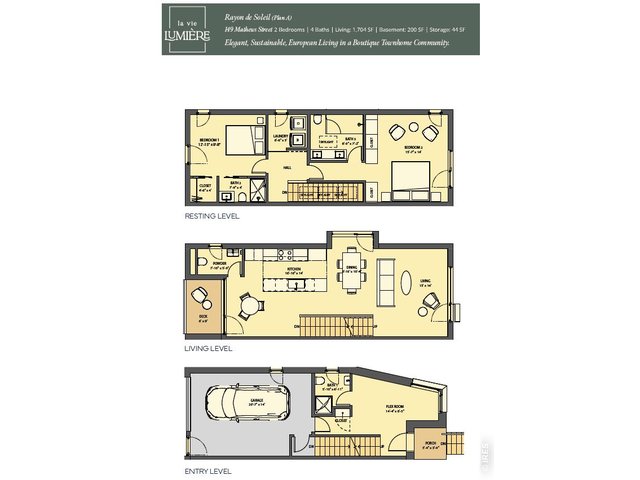 Property Photo 12 Rayon de Soleil, at 1,704 finished square feet with 2 Bedrooms up, 4 Baths and a spacious flex-space area for a wonderful in home office or flexes to a main level 3rd bedroom - attached oversized insulated and finished single car garage.