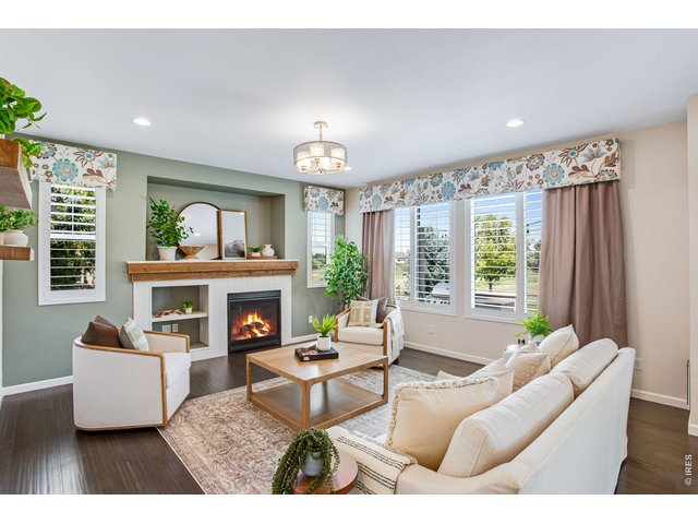 Property Photo 13 Family room with gas fireplace and custom mantel, hidden doggie door, custom center light plus 4 can lights