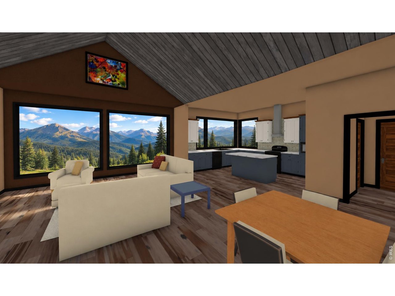 Property Photo 5 Rendering of the great room and into the kitchen