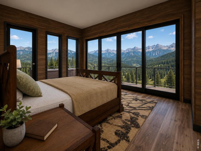 Property Photo 8 Digital rendering of the primary suite, with walls of windows to those captivating views