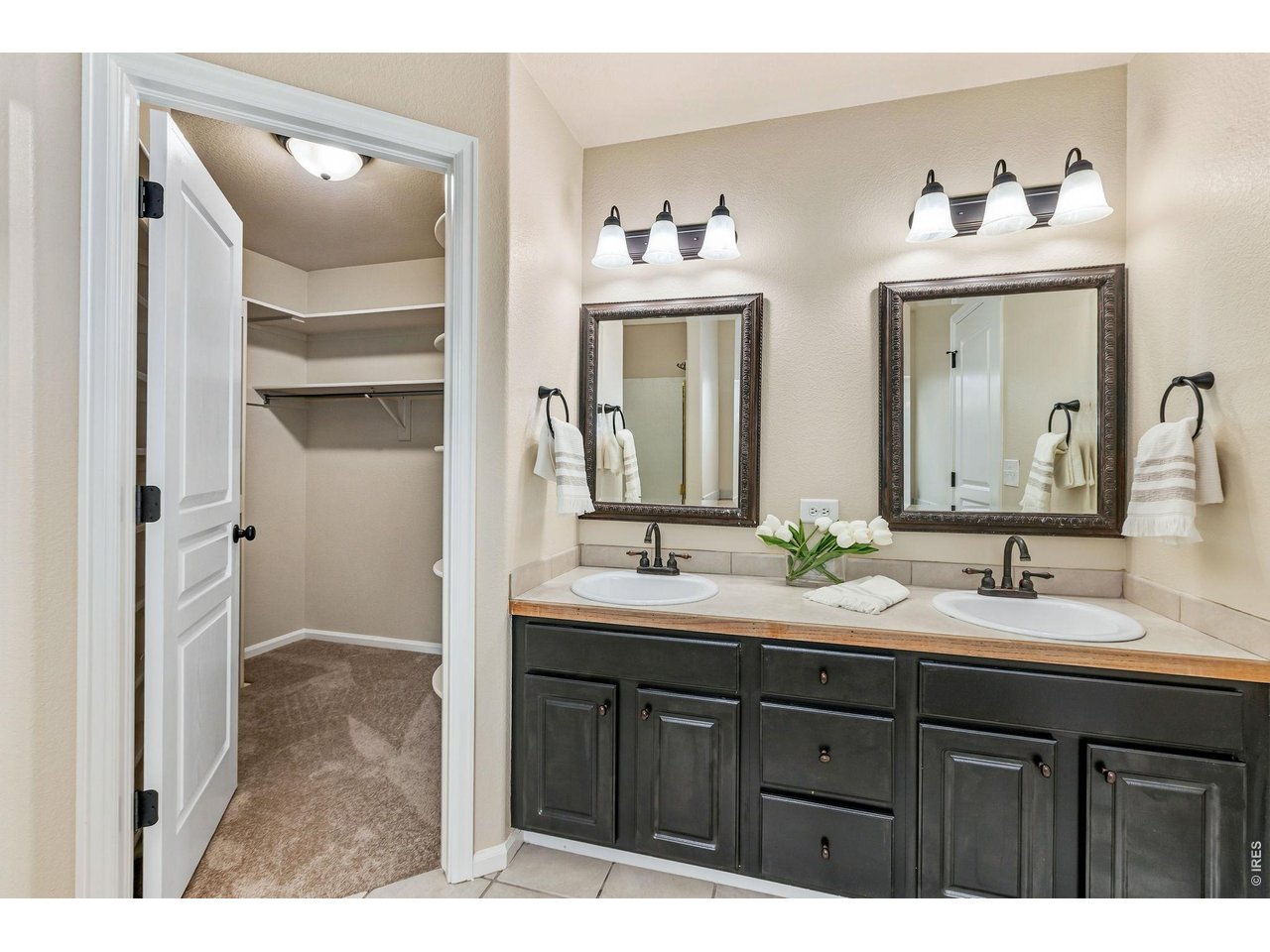 Property Photo 20 A walk-in closet and five-piece bath complete with dual vanities, a soaking tub, walk-in shower, and private water closet creates a quiet retreat space