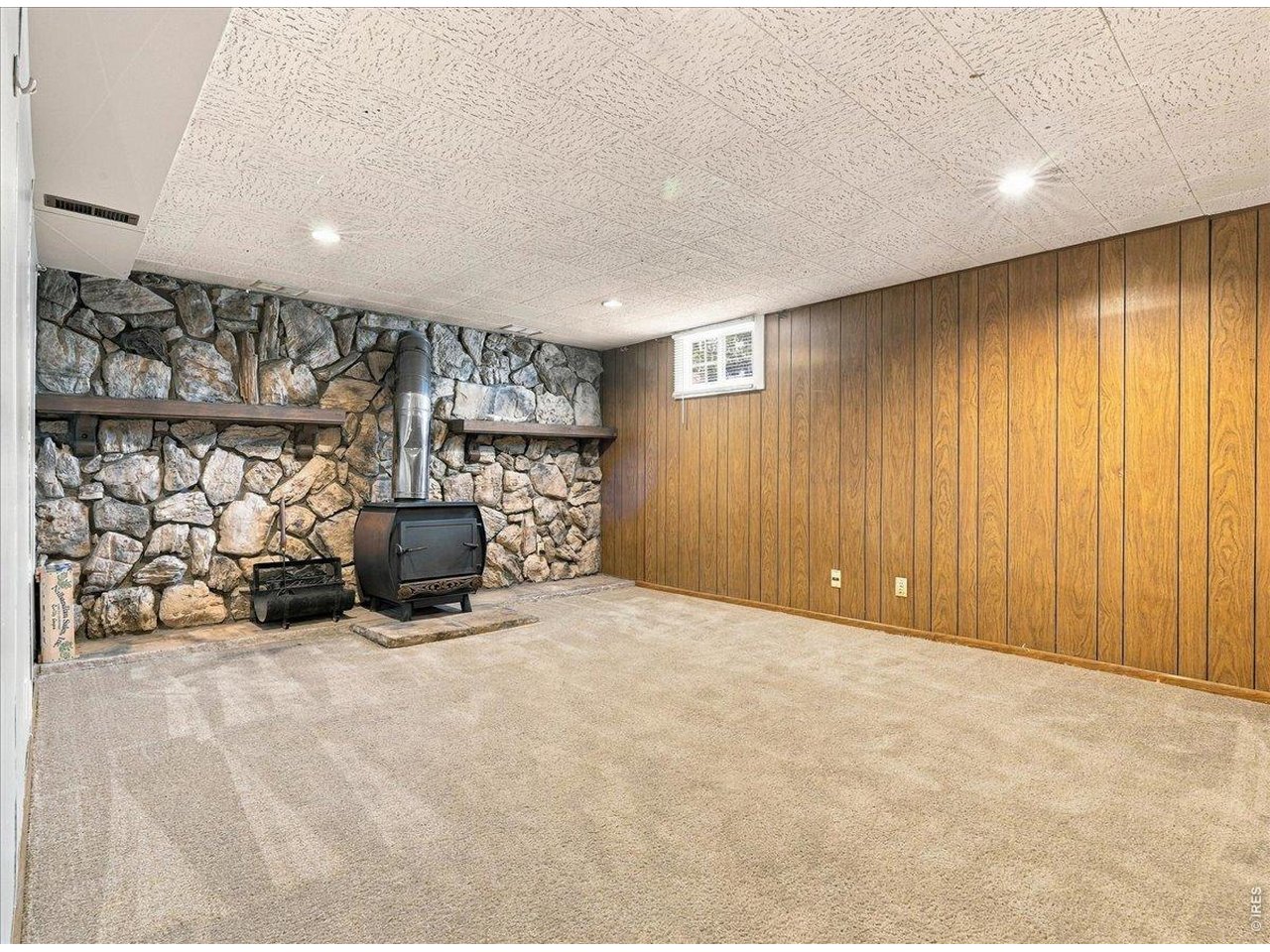 Property Photo 22 Basement family room with stadn alone wood stove