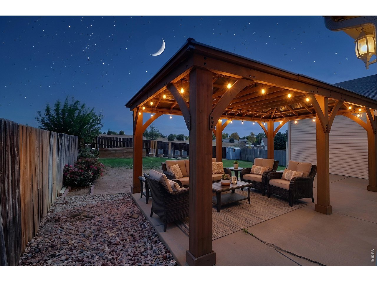 Property Photo 36 Virtually Staged Patio at Twilight Time