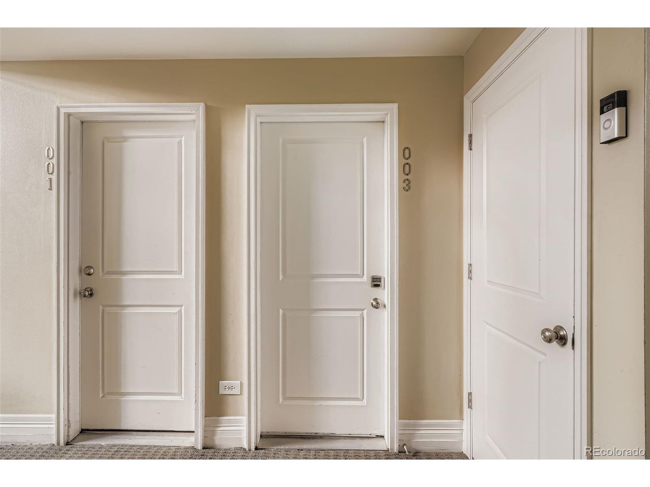 Door into unit from inside the building