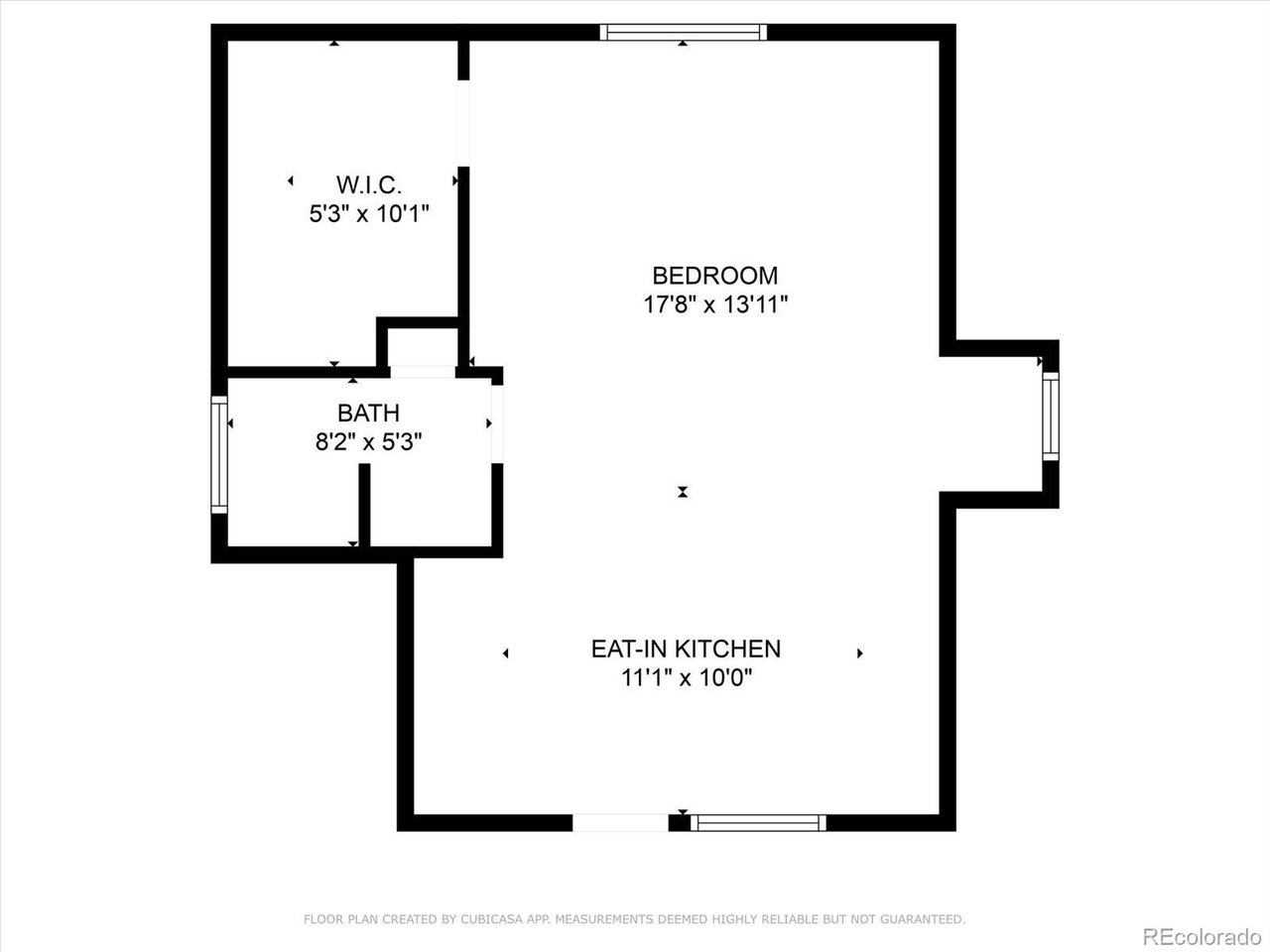 Studio Apartment - Upstairs - Across the rooftop deck Floor Plan